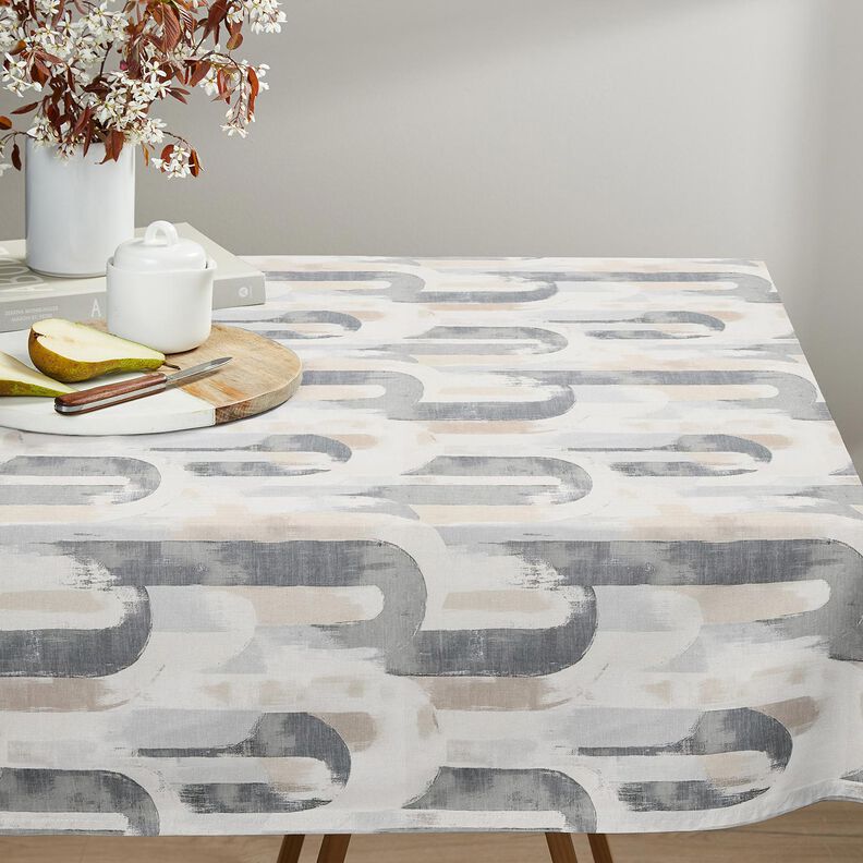 Tissu de d&eacute;coration Semi-panama arcs artistiques &ndash; beige clair/gris,  image number 8