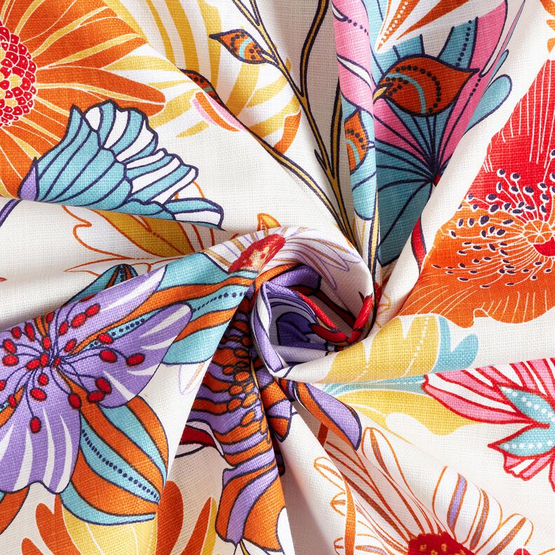 Tissu de décoration Panama Fleurs colorées – crème/lavande, image number 3