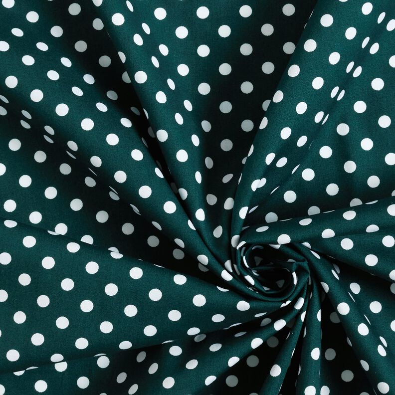 Popeline coton Pois – vert foncé/blanc, image number 3