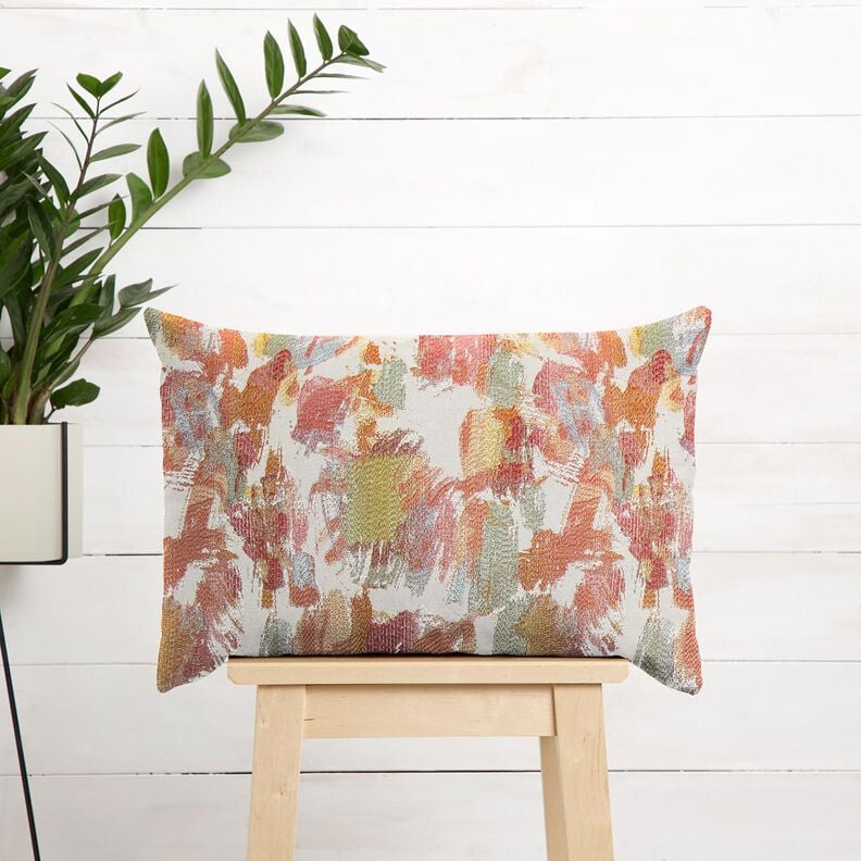 Tissu de décoration Gobelin art abstrait – beige clair/myrtille,  image number 5