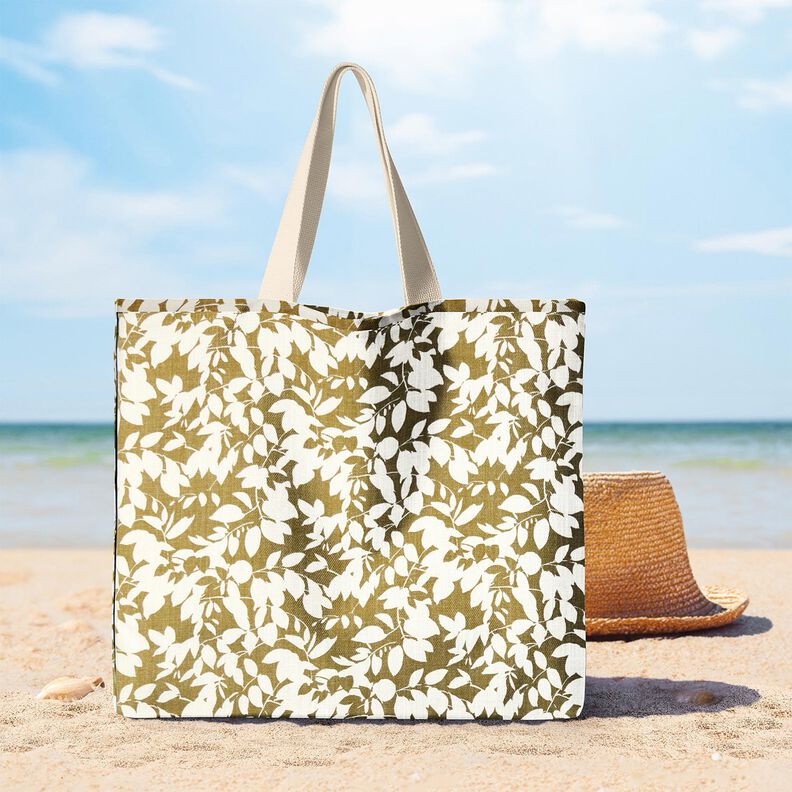 Tissu de d&eacute;coration Panama Silhouettes de feuilles &ndash; cr&egrave;me/olive clair,  image number 7