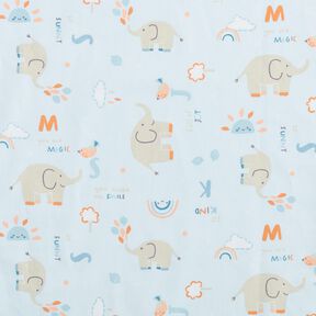 Tissu en coton Éléphant projetant de l’eau – bleu argenté, 