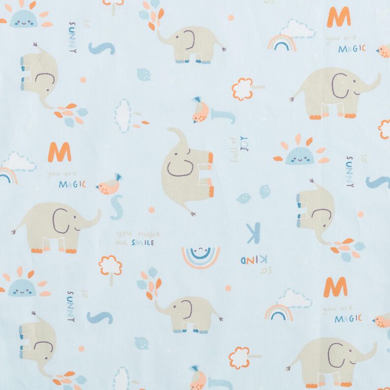 Tissu en coton Éléphant projetant de l’eau – bleu argenté,  image number 1