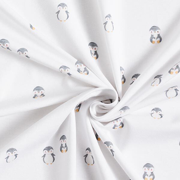 Jersey coton Pingouin tout mignon Impression numérique – blanc,  image number 3