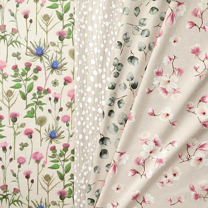Tissu de décoration Semi-panama Fleur de magnolia – mauve/nature, image number 5