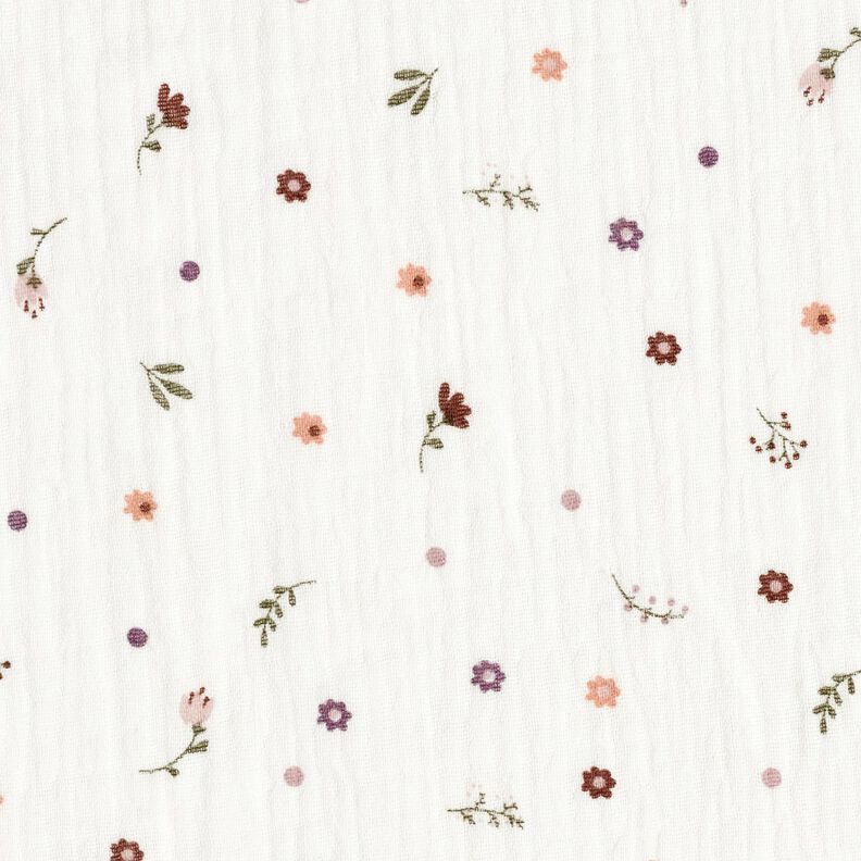 Tissu double gaze de coton Petites fleurs – ivoire,  image number 1
