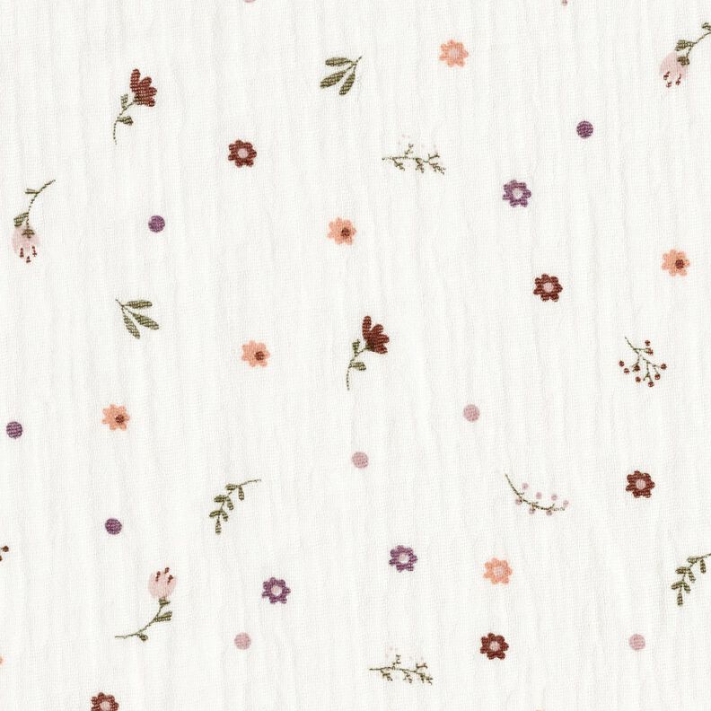 Tissu double gaze de coton Petites fleurs – ivoire,  image number 1