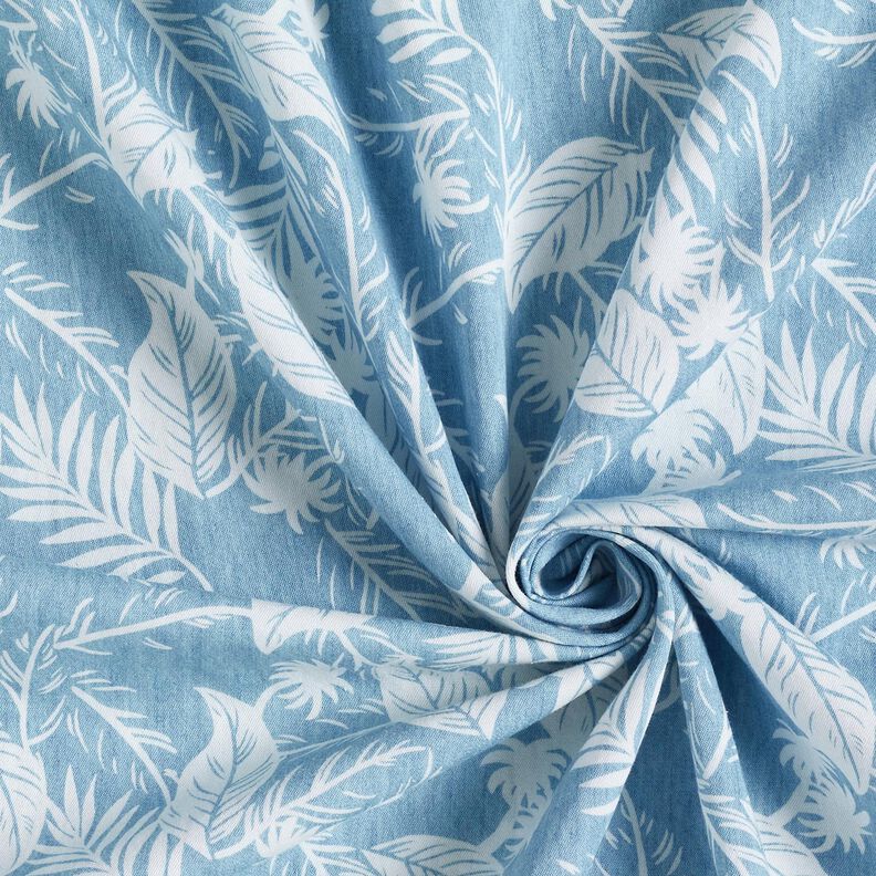 Palmiers en chambray de coton – bleu clair/ivoire,  image number 3