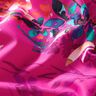Tissus pour maillot de bain fleurs aquarelles – pourpre/blanc,  thumbnail number 2