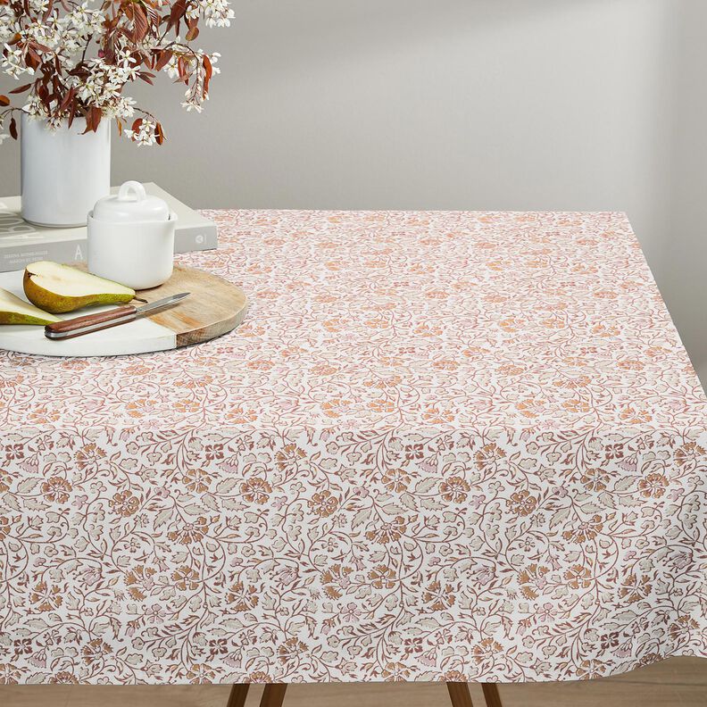 Tissu en coton Cretonne Motif floral délicat – blanc/cannelle, image number 7