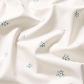 Popeline coton Branches et feuilles de tilleul – blanc/eucalyptus, 