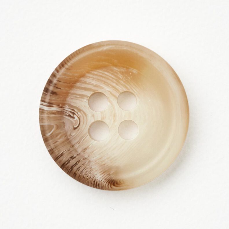 Bouton 4 trous rond [Ø 15 mm] – nature/marron foncé,  image number 1