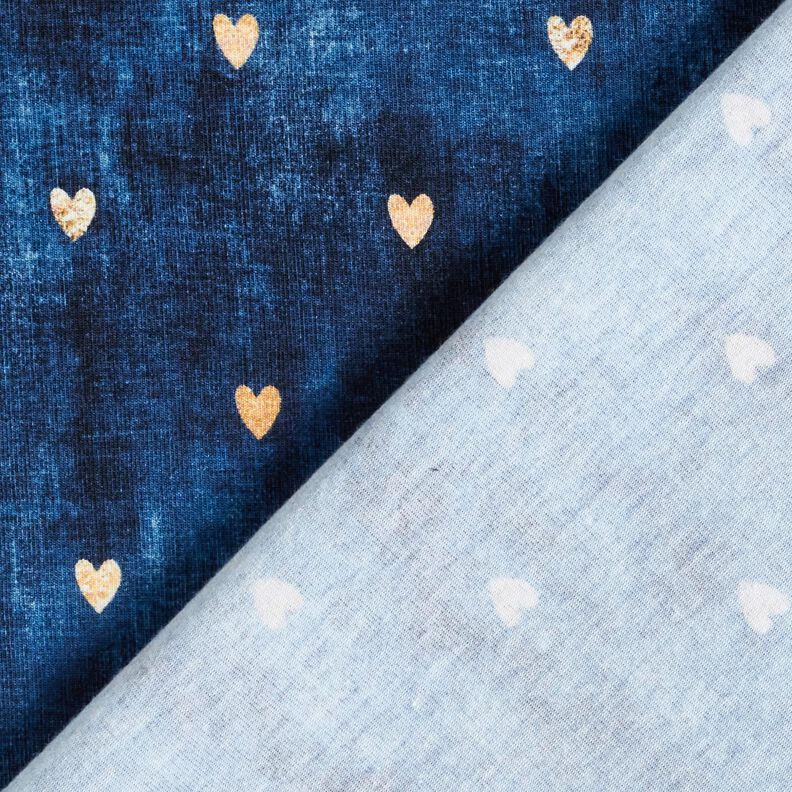 Jersey coton Cœurs dorés | Glitzerpüppi – indigo,  image number 4
