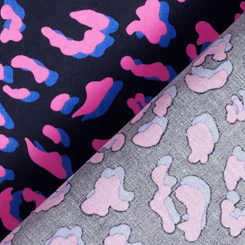 Coton enduit motif léopard abstrait | Poppy Fabrics – bleu nuit/rose vif, image number 4