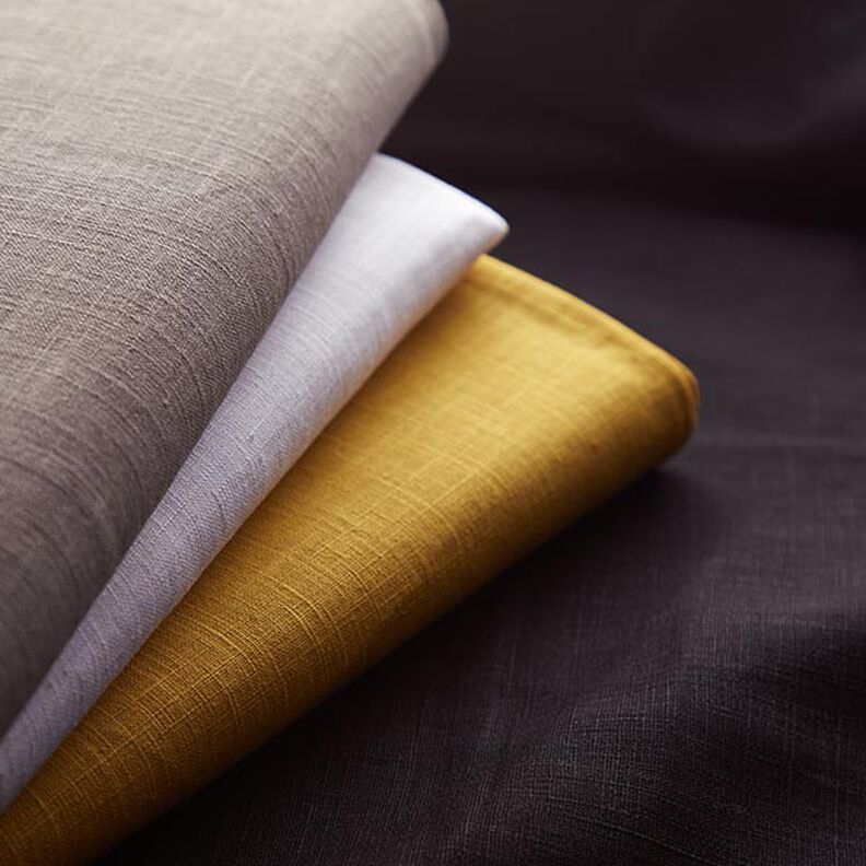 Tissu de lin en ramie mélangée medium – moutarde,  image number 5