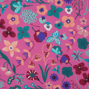 Popeline coton Meadow Flower Impression numérique | Nerida Hansen – rose vif/pétrole, 
