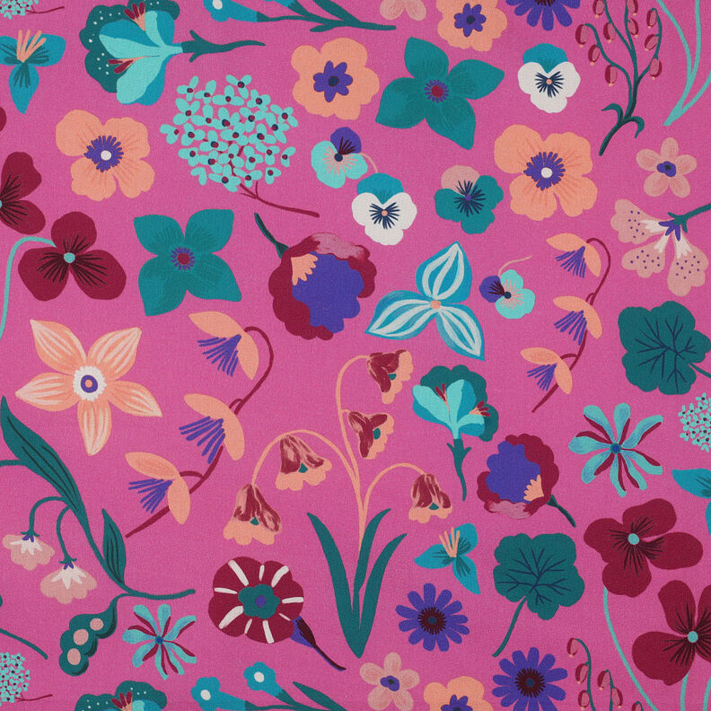 Popeline coton Meadow Flower Impression numérique | Nerida Hansen – rose vif/pétrole,  image number 1