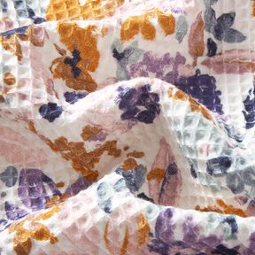 Nid d’abeille fleurs aquarelles | Poppy Fabrics – blanc/lavande, 