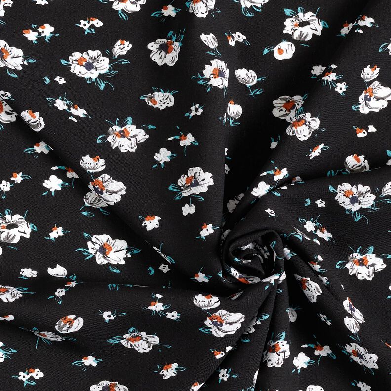 Tissu en viscose Pluie de fleurs – noir, image number 3