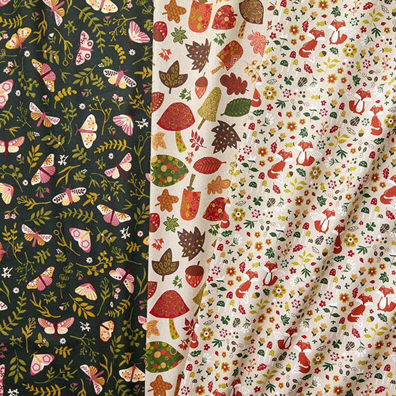 Tissu de décoration Semi-panama Papillons – vert foncé/kaki,  image number 5