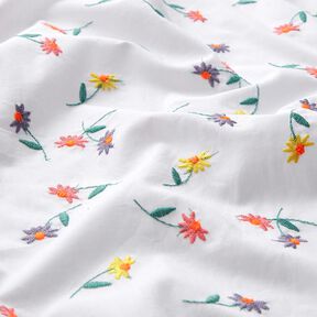 Batiste de coton fin Fleurs brodées | Poppy Fabrics – blanc/orange néon, 