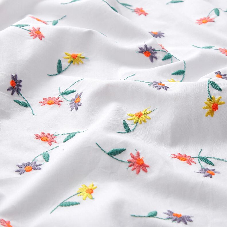 Batiste de coton fin Fleurs brodées | Poppy Fabrics – blanc/orange néon,  image number 2