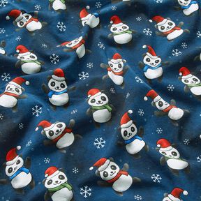 Jersey coton Panda dans l'esprit de Noël | Glitzerpüppi – bleu nuit/chili, 