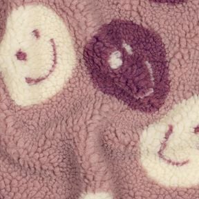 Ourson Smileys | Poppy Fabrics – vieux rose foncé/écru, 