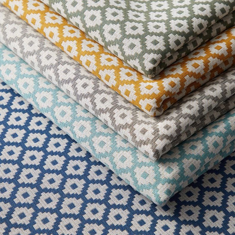 Tissu d'extérieur jacquard Losanges – bleu, image number 5