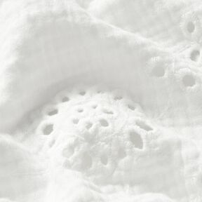 Tissu double gaze de coton Dentelle brodée Fleurs – blanc, 