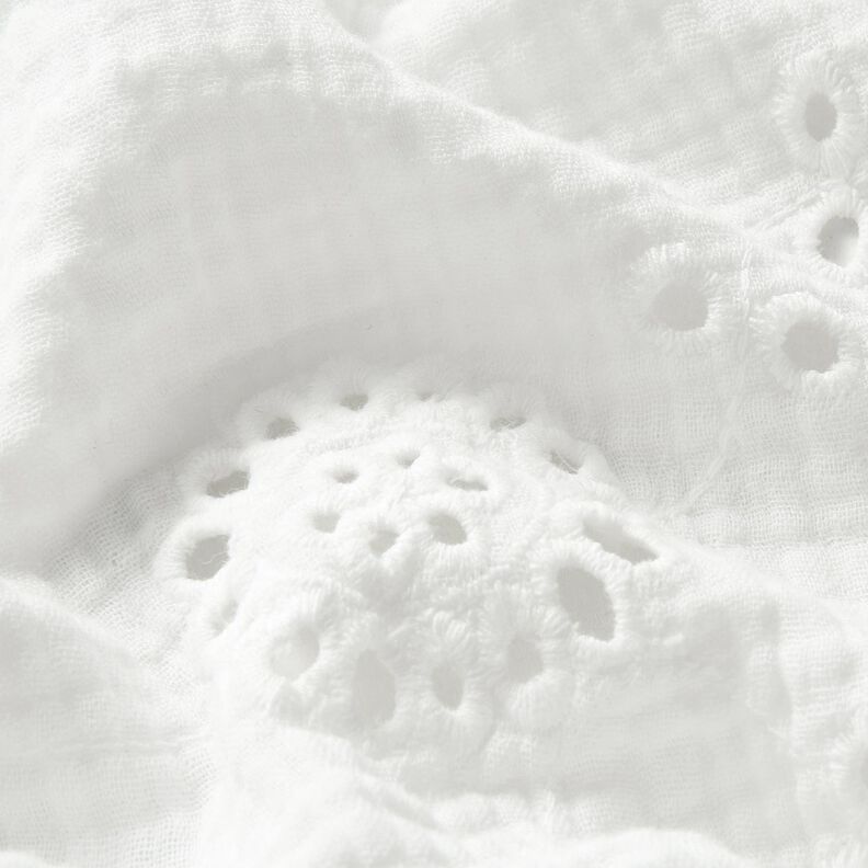 Tissu double gaze de coton Dentelle brodée Fleurs – blanc,  image number 2