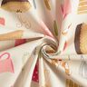 Tissu de décoration Semi-panama Gâteaux et tartelettes – beige clair/rose,  thumbnail number 3