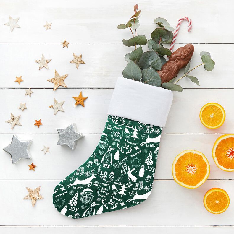 Tissu en coton Cretonne Fête joyeuse – sapin bleu/blanc,  image number 5