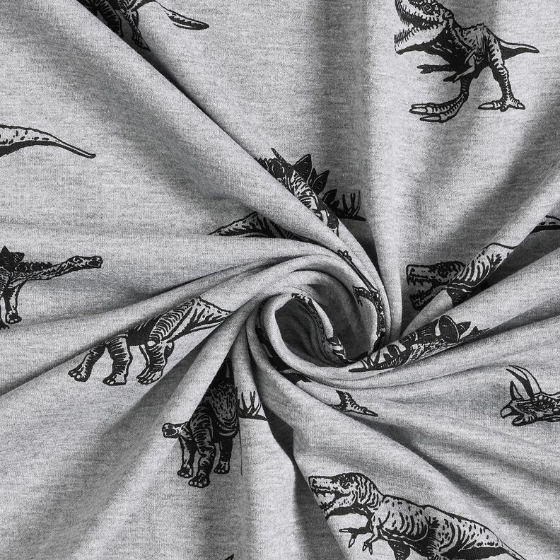 French Terry Sweat d’été Dinosaures – argent/noir,  image number 3