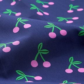 Coton enduit jolies cerises – bleu marine, 