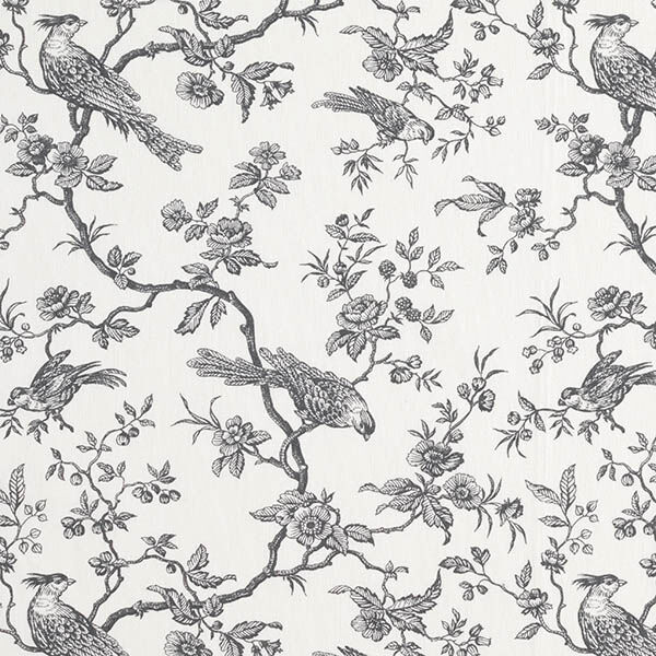 Tissu en coton Cretonne Oiseaux – gris schiste/écru,  image number 1