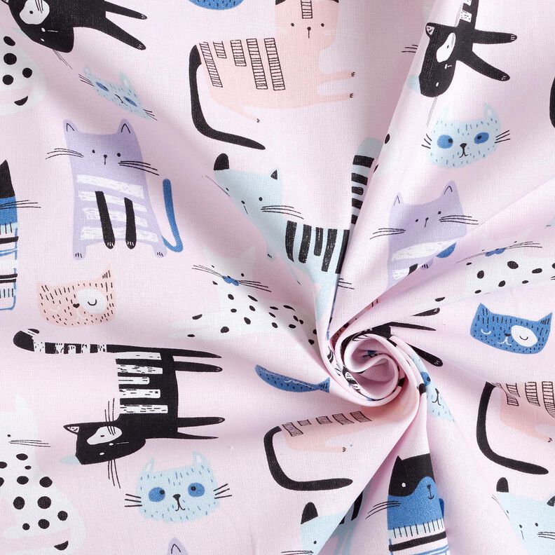 Tissu en coton Cretonne chats abstraits – rose clair/blanc,  image number 3