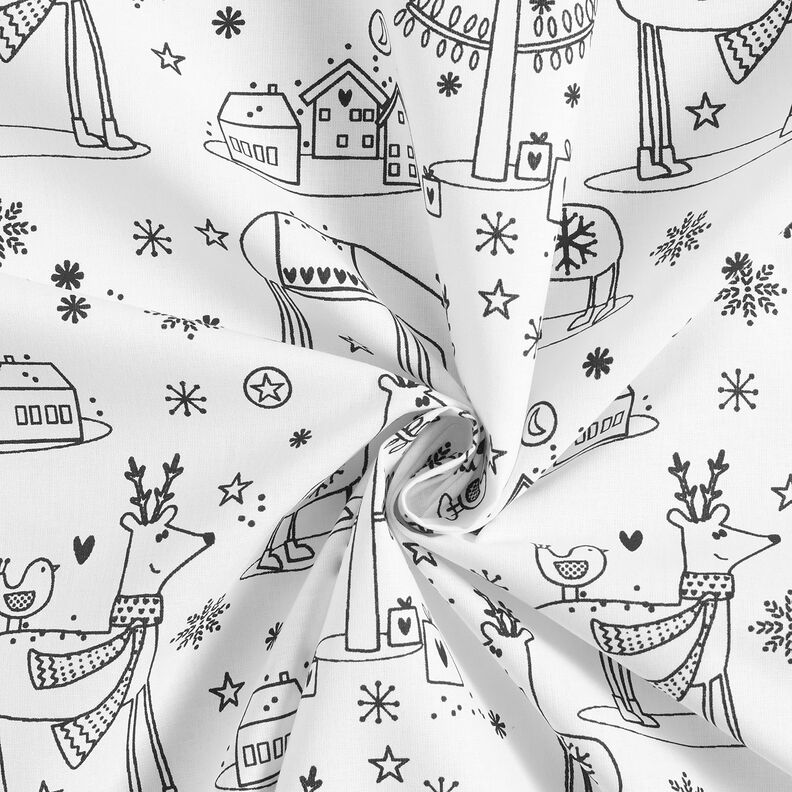Popeline coton Tissu à colorier Noël – blanc/noir,  image number 4