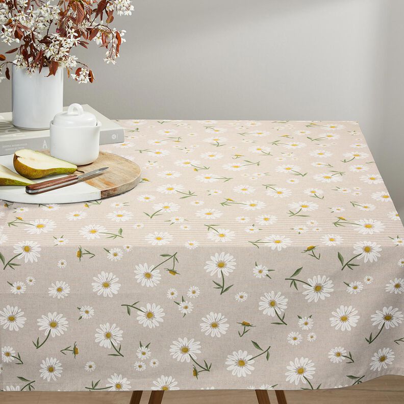 Tissu de décoration Semi-panama Marguerites éparses – nature/blanc,  image number 7