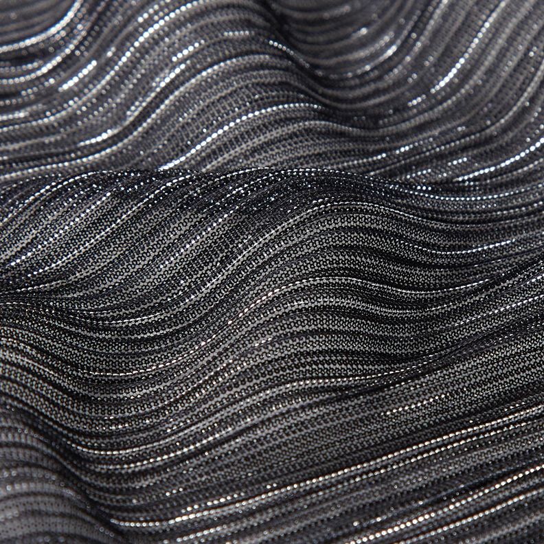 Plissé transparent Rayures pailletées – noir,  image number 2