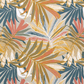 Tissu de décoration Canvas Feuilles de jungle 280 cm – taupe clair/cuivre, 