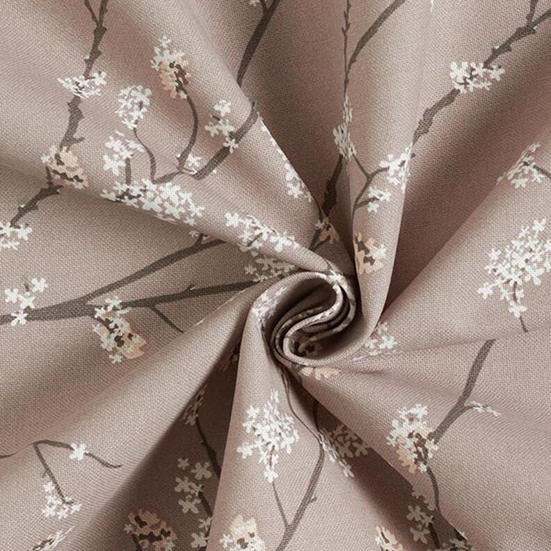 Tissu de décoration Semi-panama Rameaux en fleur – taupe, image number 3