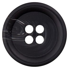 Bouton polyester 4 trous – noir/blanc, 