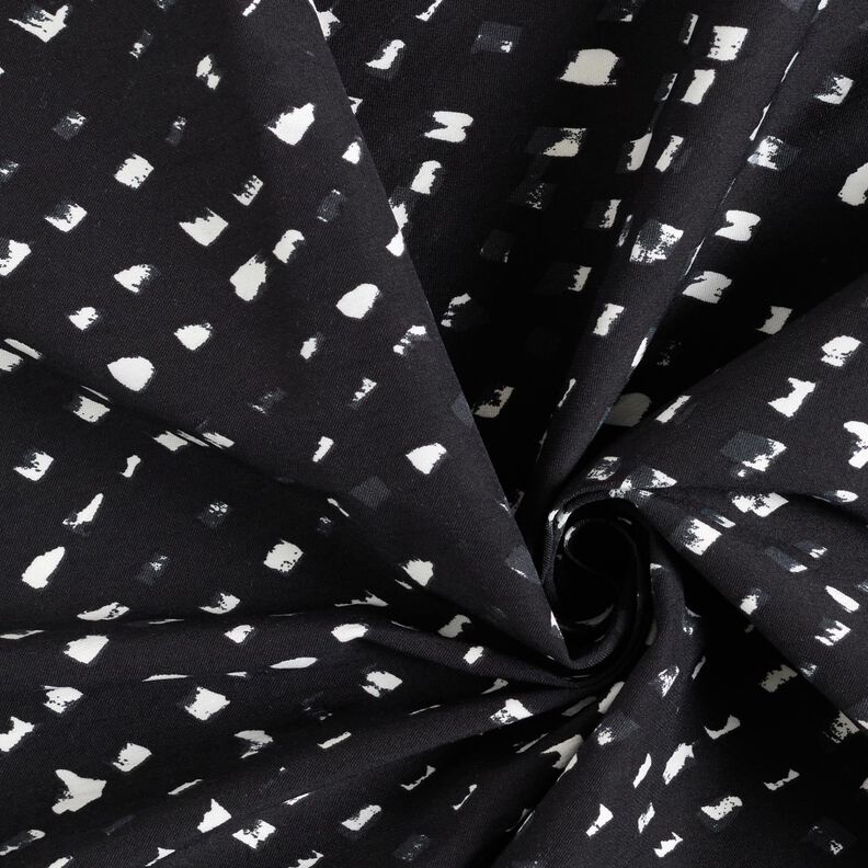 Tissu de pantalon stretch à pois abstraits – bleu noir/blanc, image number 3