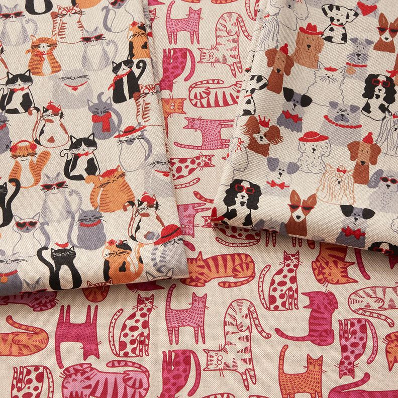 Tissu de décoration Semi-panama Chiens élégants – nature/gris, image number 5