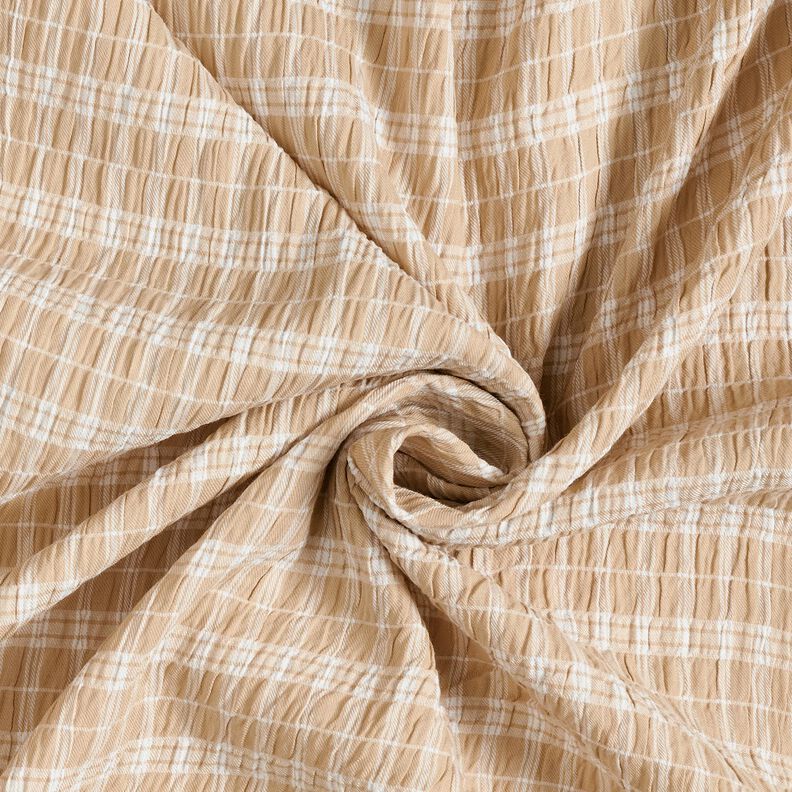 Seersucker Rayures mixtes – sable/blanc, image number 3