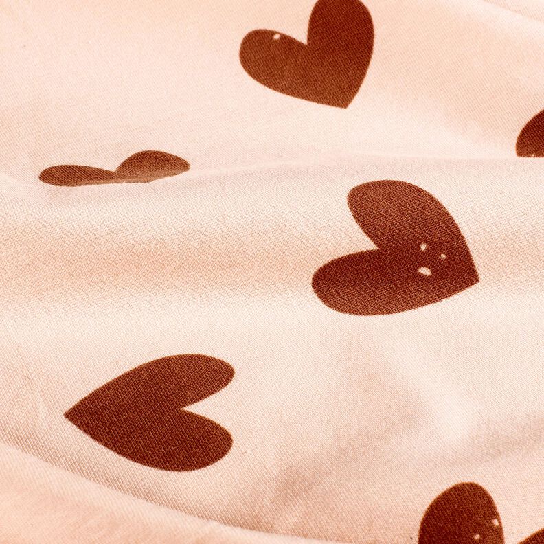 Jersey coton grosse Herzen – rosé/vieux rose foncé, image number 2