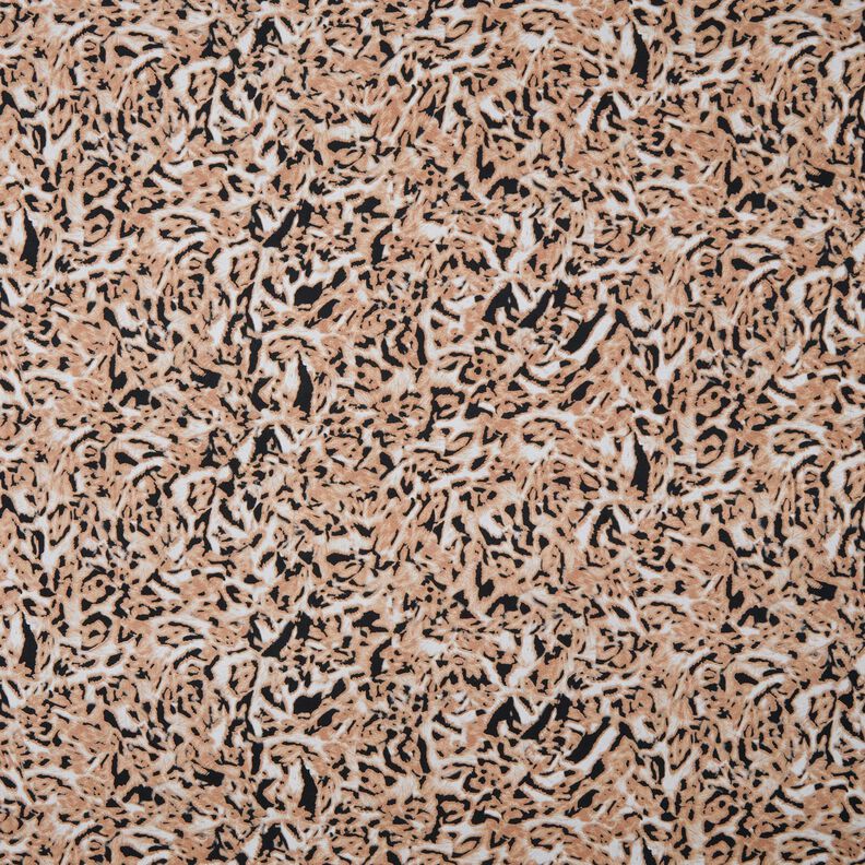 Jersey viscose Imprimé léopard abstrait – marron clair/noir,  image number 1