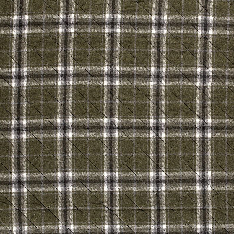 Tissu matelassé à carreaux – olive foncé/gris pierre, image number 1