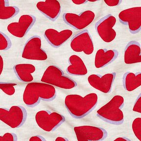 Sweatshirt gratté Cœurs | Poppy Fabrics – nature/rouge, 